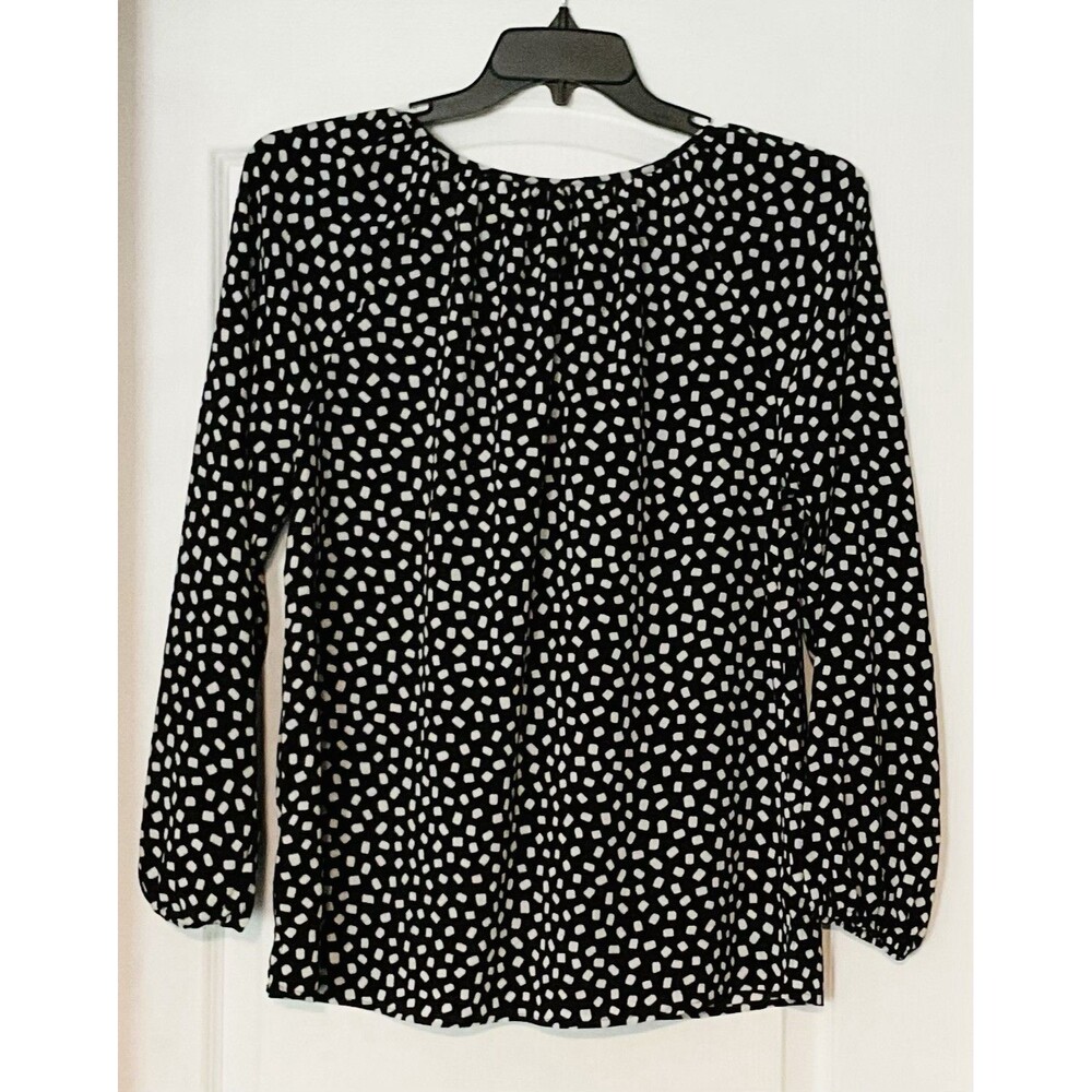 Counterparts Women's Tie Neck Long Sleeve Printed Chiffon Mesh Top Size L - Picture 5 of 9